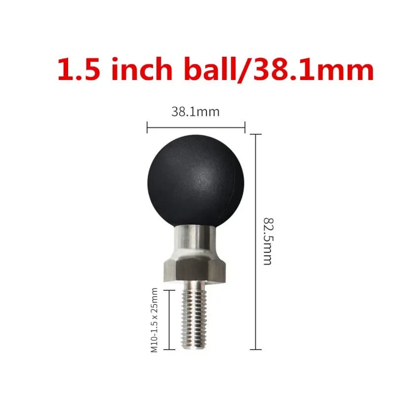 Base a sfera con dimensioni C da 1.5 "con perno filettato maschio a passo Fine da M10-1.5 * 25mm per accessori per Action cam braccio con presa a sfera da 1.5 pollici