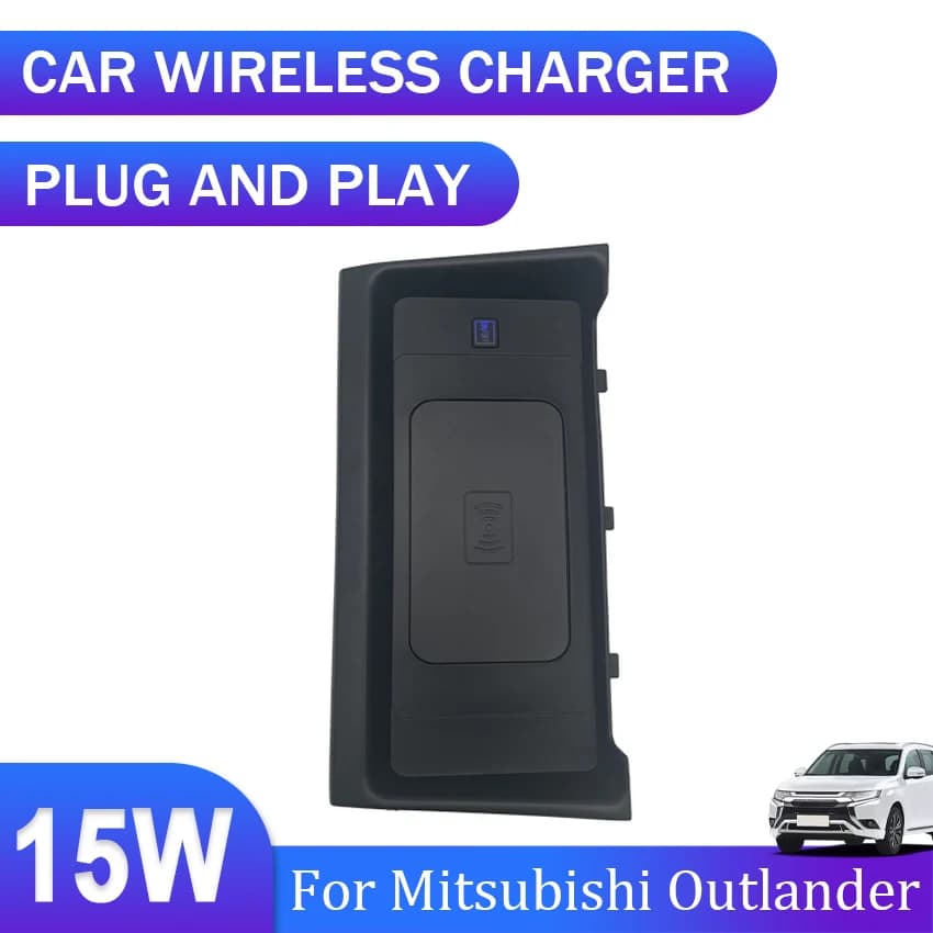 New! For Mitsubishi Outlander 2023, special QI wireless charger for car, 15W fast charging plate, phone support, wireless charger for phone.
