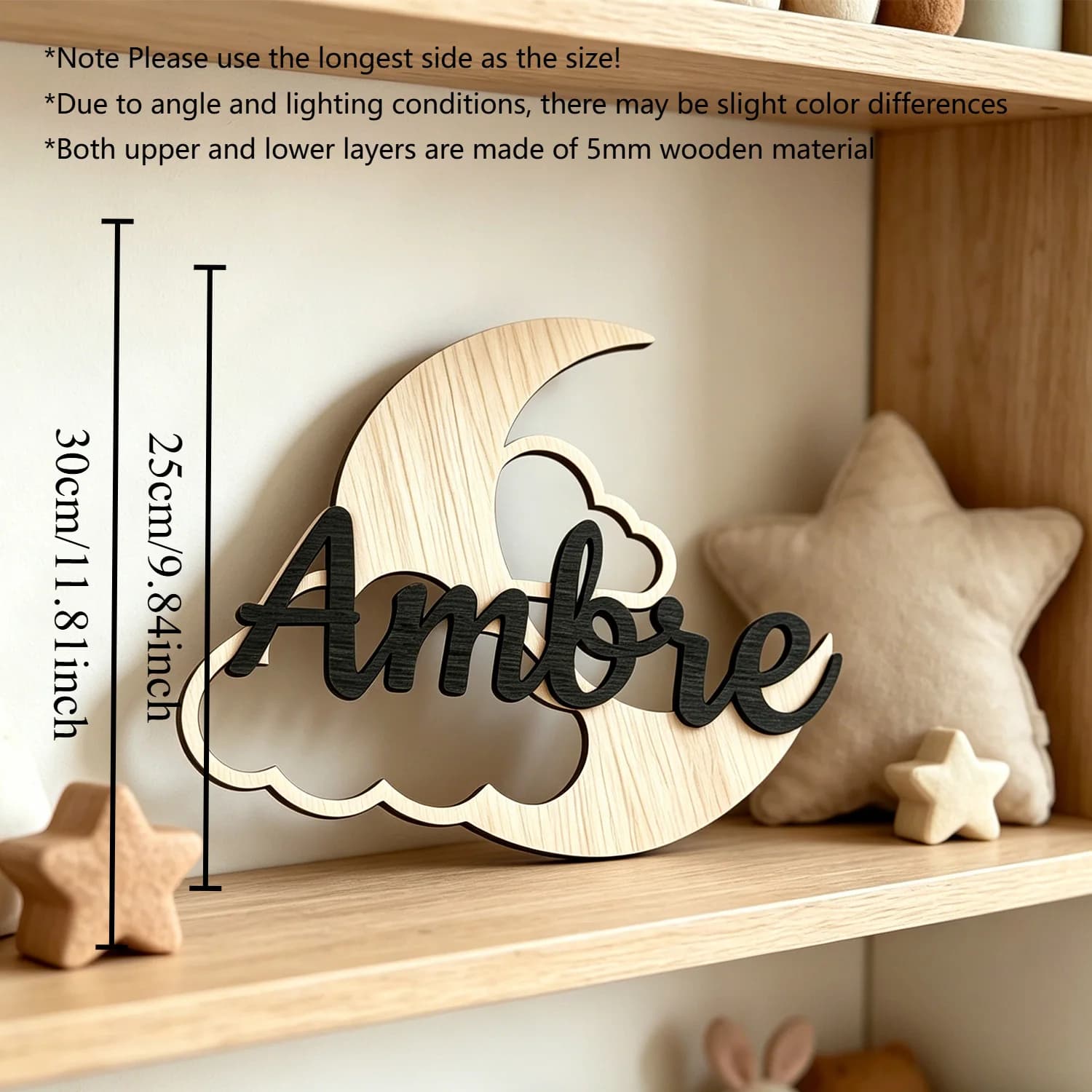 1pc Double-layer Wall Wooden Decorative Plaque, Customized Name/letter, Home Decoration, Bedroom Wall Decoration, Holiday Gift