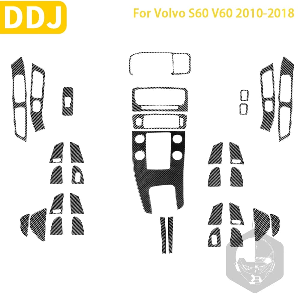 For Volvo S60 V60 XC60 2010-2018 carbon fiber interior accessories Set complete with protective cover Car Styling