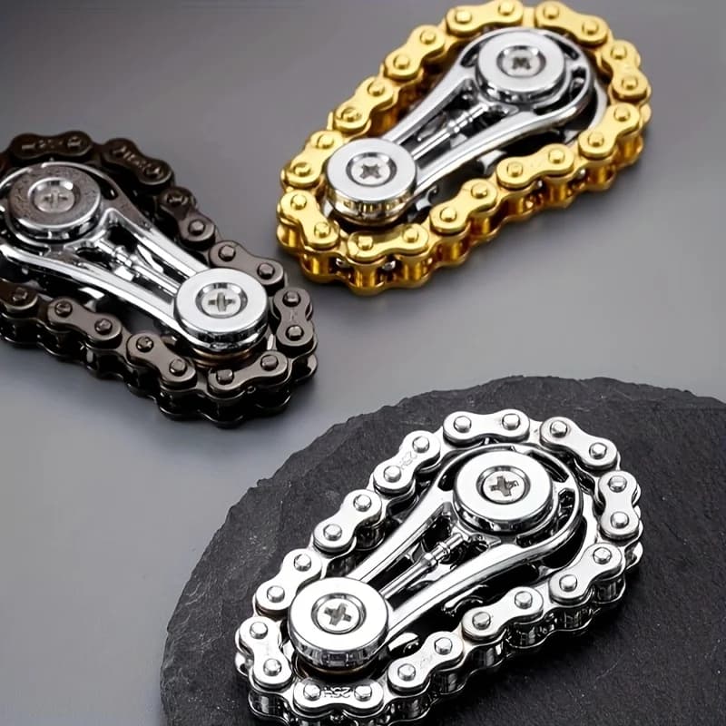 Spinner Antistress a Forma di Catena di Bicicletta, Giocattolo Fidget in Metallo per Adulti