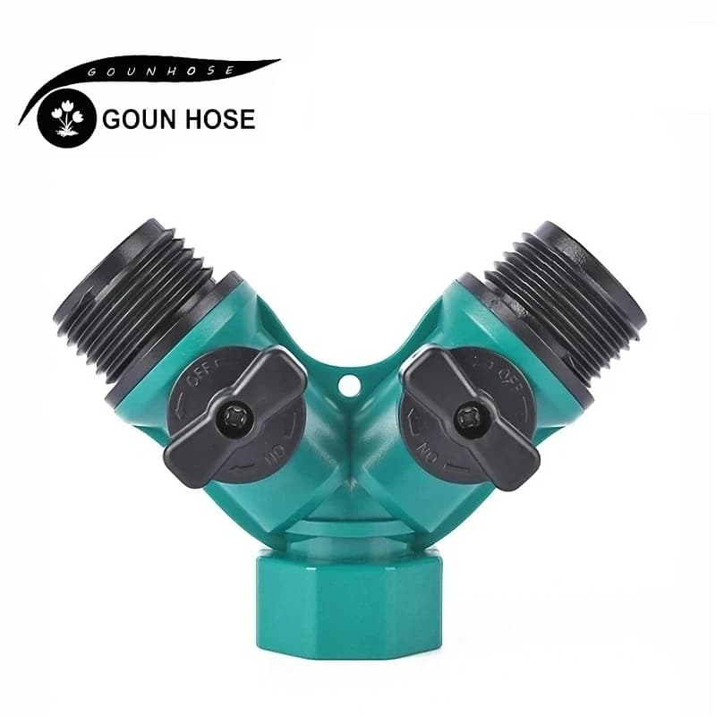 Connettore/Sdoppiatore per Tubo da Giardino a 2 Vie con Rubinetto di Interruzione per Irrigazione, Paesaggistica e Piantumazione Fiori