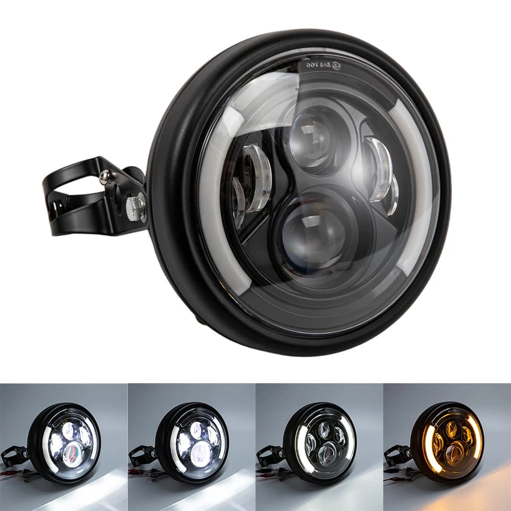 Universal 7.5" Round Head Light with Braket for Honda Cafe Racer Bobber 7.5inch LED Motorcycle Headlight