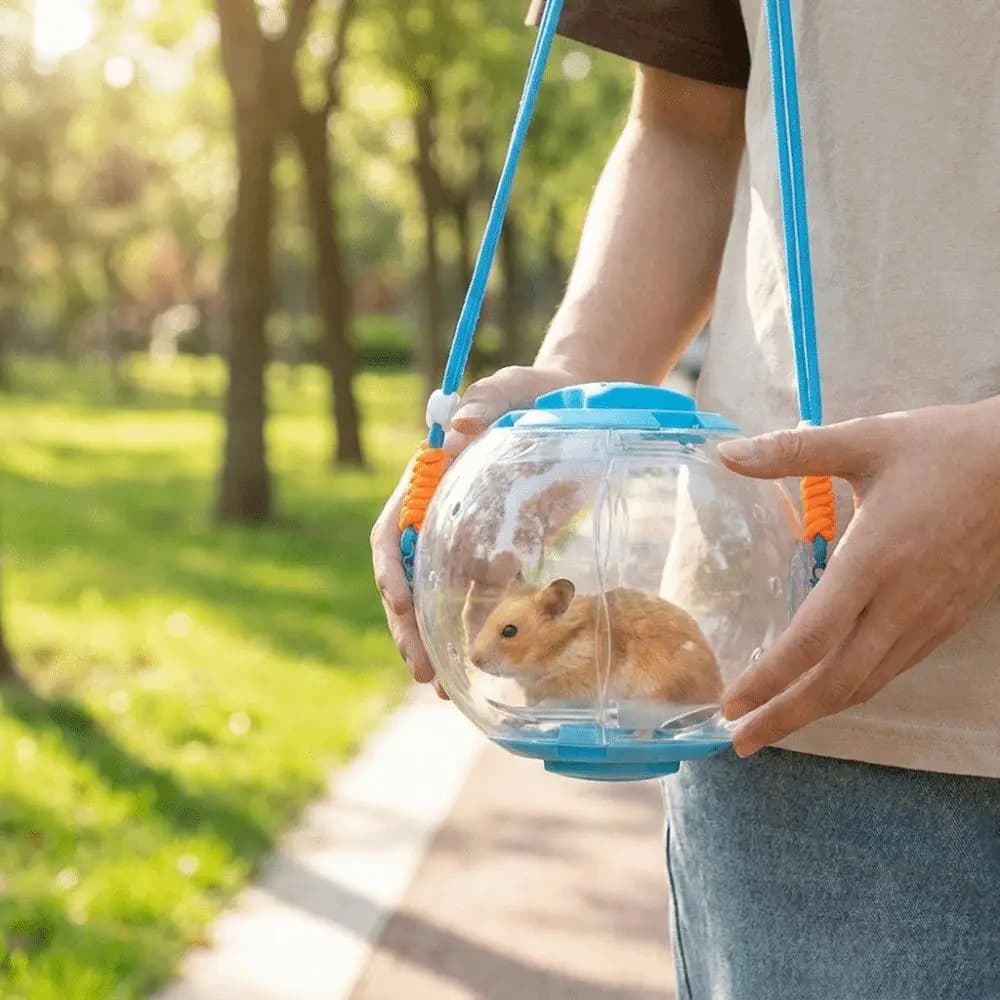 Transparent Hamster Cage Breathable with Shoulder Straps Pet Luxury Villa Detachable Escape-Proof Pet Travel Carrier Play