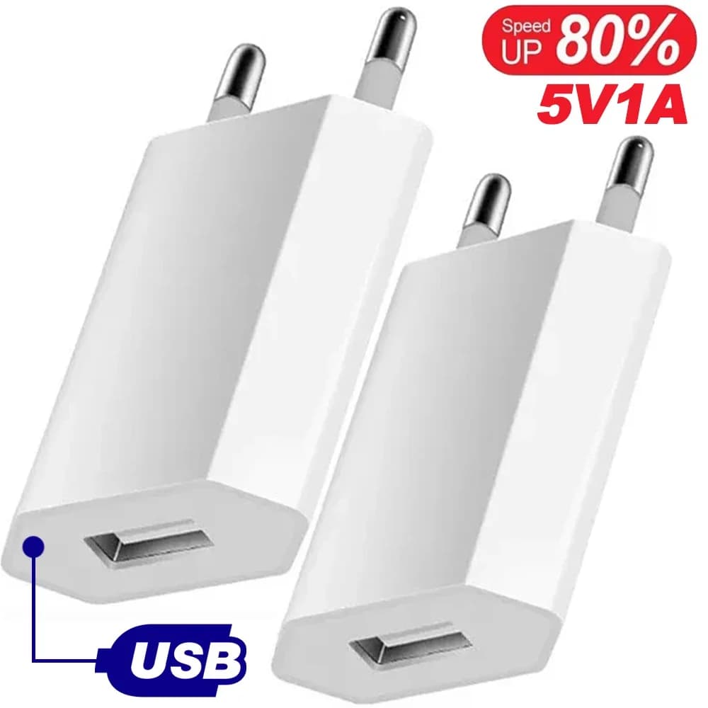 1-5PCS 5W 1A Caricatore universale con spina europea USB Mini caricatore di ricarica rapida Adattatore di alimentazione da viaggio portatile Caricabatterie da parete a ricarica rapida