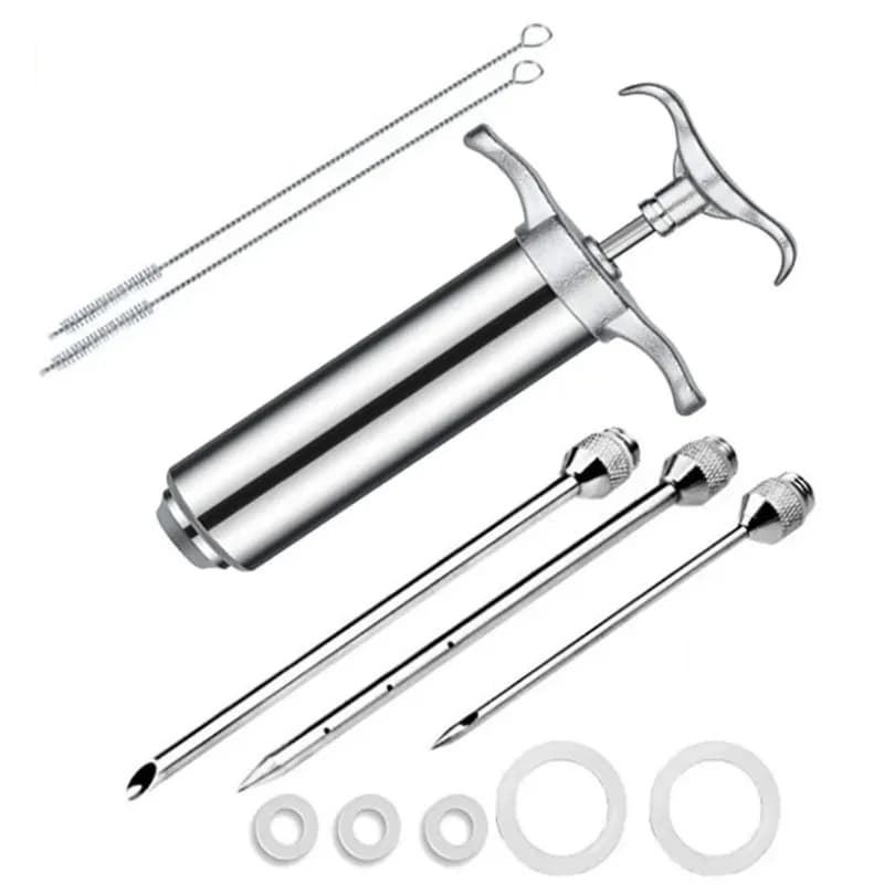 Stainless Steel Spice Syringe Set Meat Turkey Chicken Flavor Injector Kitchen Sauce Marinade Injection Home Kitchen Accessories