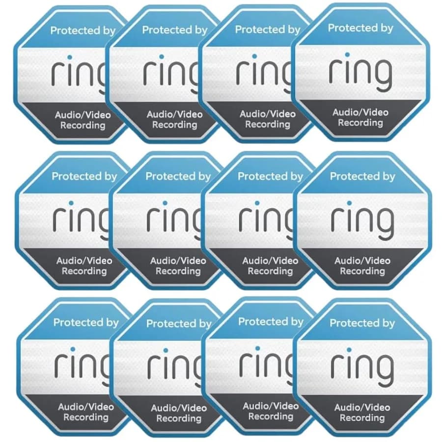 12 Pack Ring Security Stickers Double Sided HD Printed Waterproof Security Decals for Home Windows Door