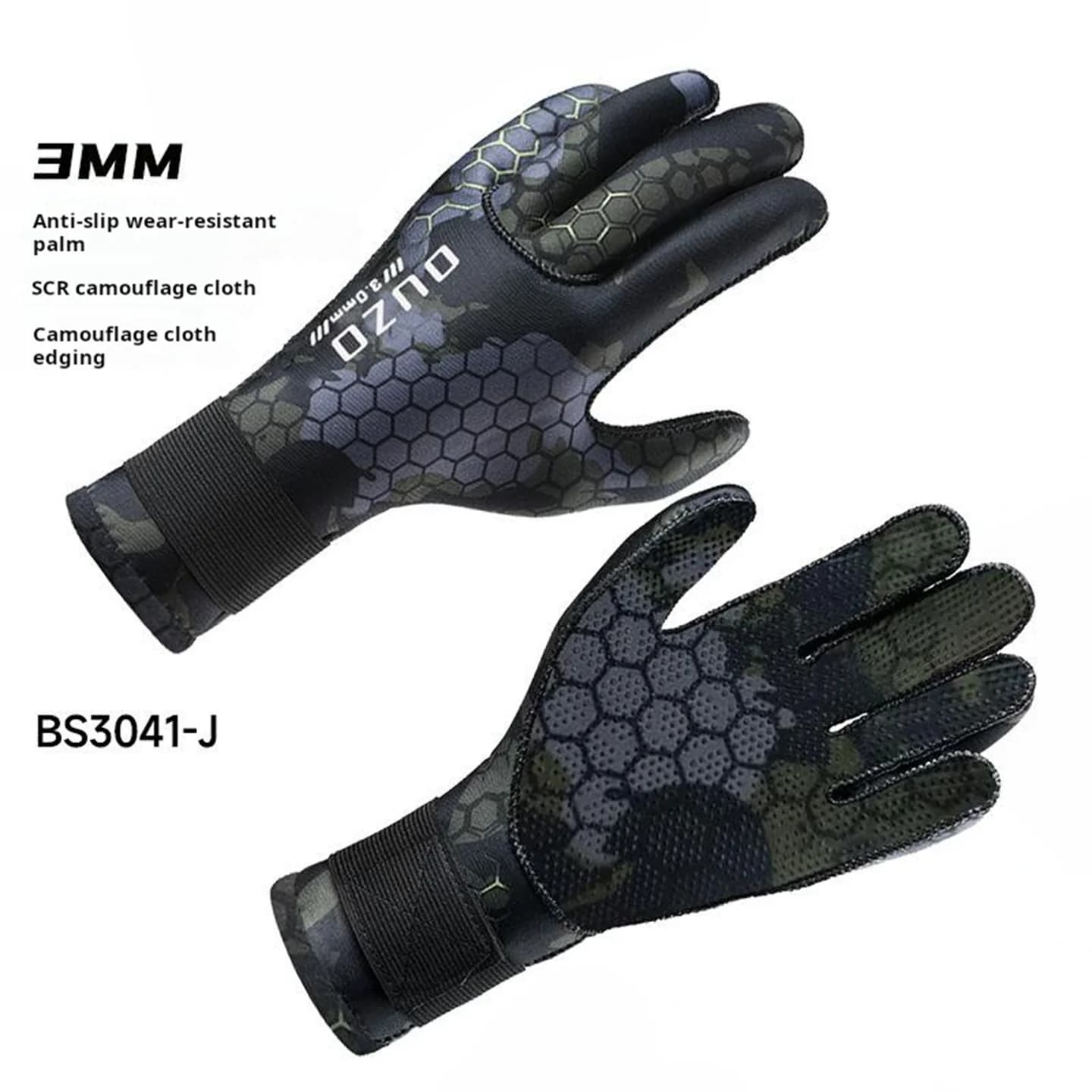 3 mm neoprene non-slip wear-resistant underwear gloves, snorkeling gloves for mimetic underwater fishing Winter thermal swimming gloves