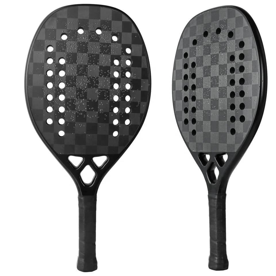 High quality custom 3K Carbon fiber material beach tennis racket, printed sand grit surface, professional durable training
