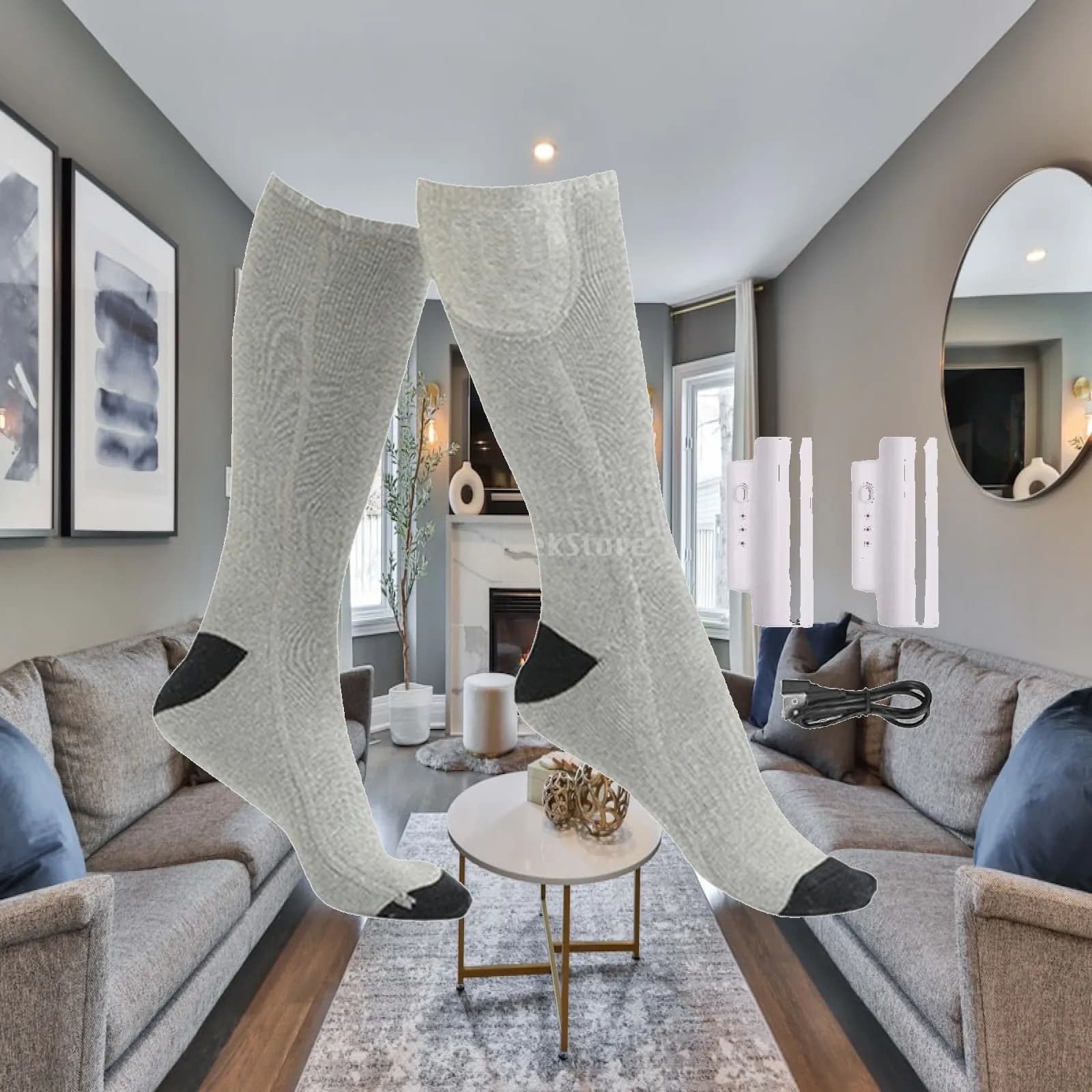 Outdoor Heated Socks Heating Socks Heating Foot Warmer Comfortable Washable Ski Heated Socks for Skating, Hiking, Skiing,