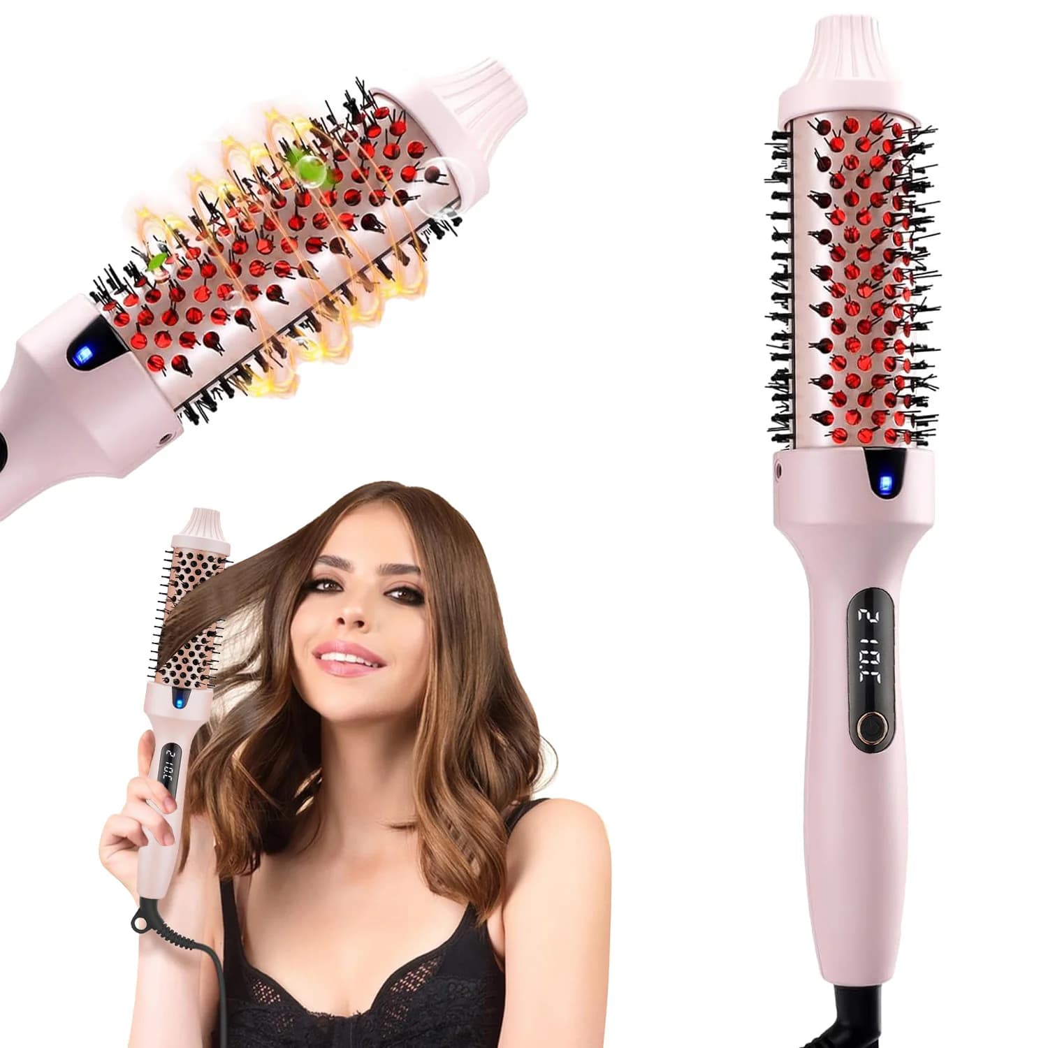38 mm thermal brush Spazzola volumizzante for hot hair Ferro arricciacapelli in ceramica Ionico Gloss smooth Hot brush heated round volume loose