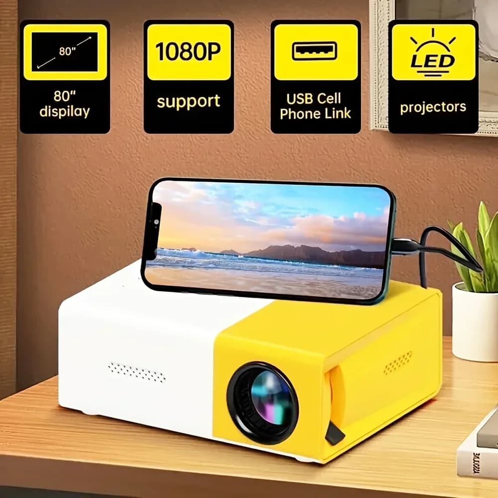 The 2026 new mini portable projector is a compact smart projector with a mobile phone wired screen