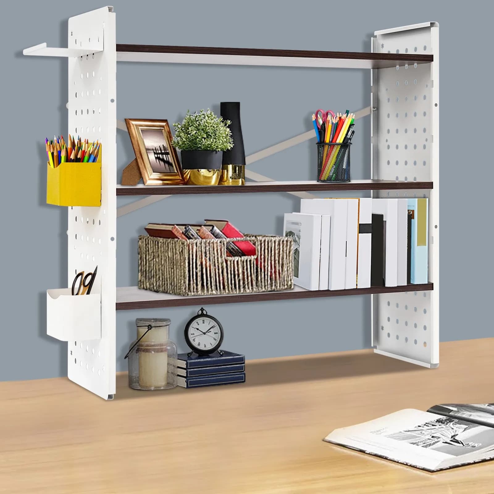 Scaffale da Scrivania in Legno per Organizzazione Casa e Ufficio