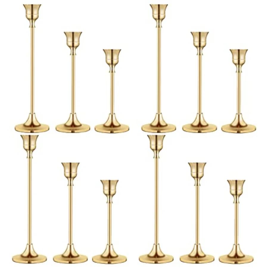 Portacandele vintage in ottone per candelieri, caminetto e feste - Set di 3