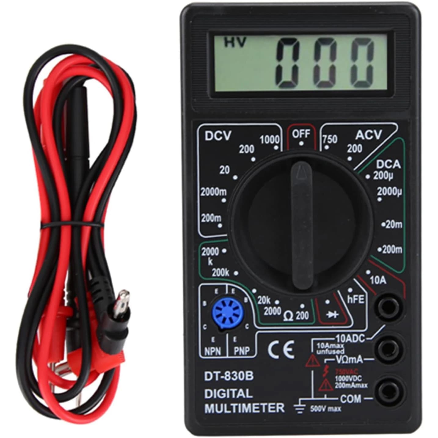 Multimetro digitale, DT-830B Multimetro digitale LCD portatile multifunzionale Amp Volt Ohm Tester Voltmetro Ohmmetro per auto