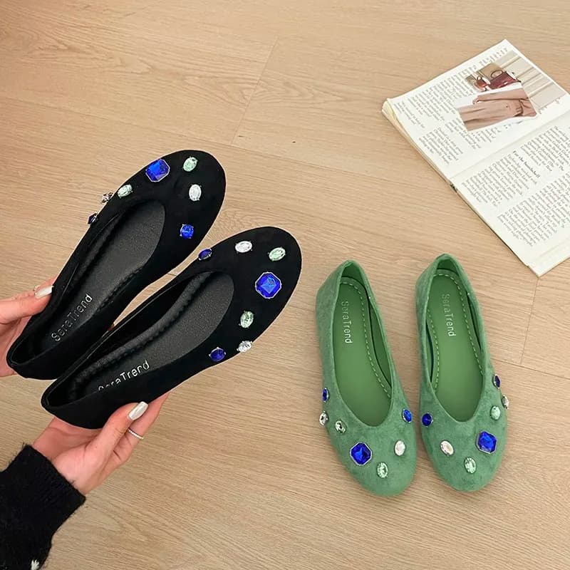 Scarpe Basse Ricamate Estive Nuove con Punta Tonda e Suola Morbida Antiscivolo