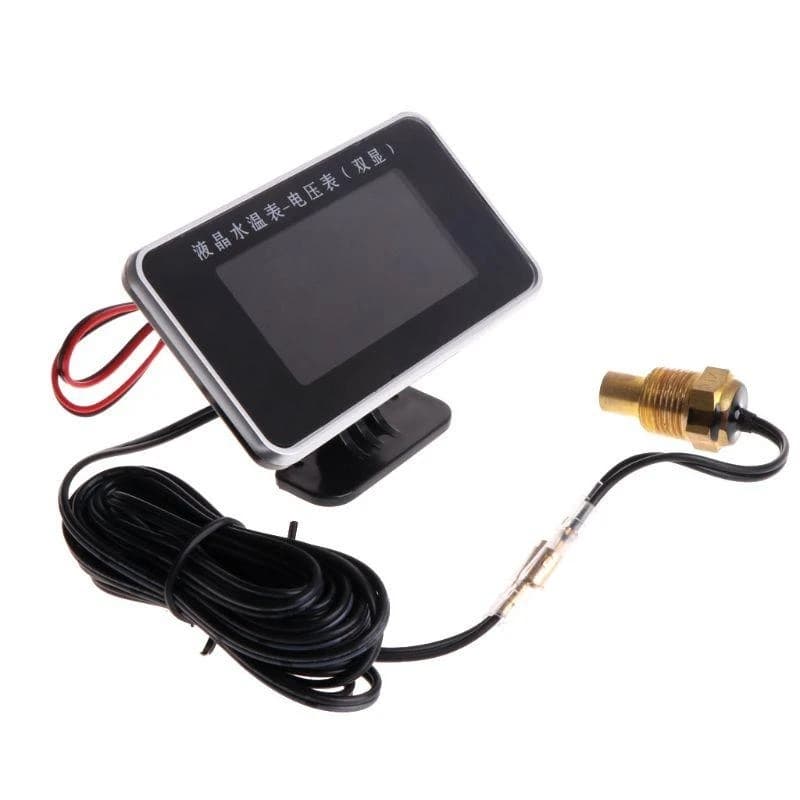 652F 12/24V Thermometer Voltmeter 2in1 Meter Panel for Car Motorcycle Trailer