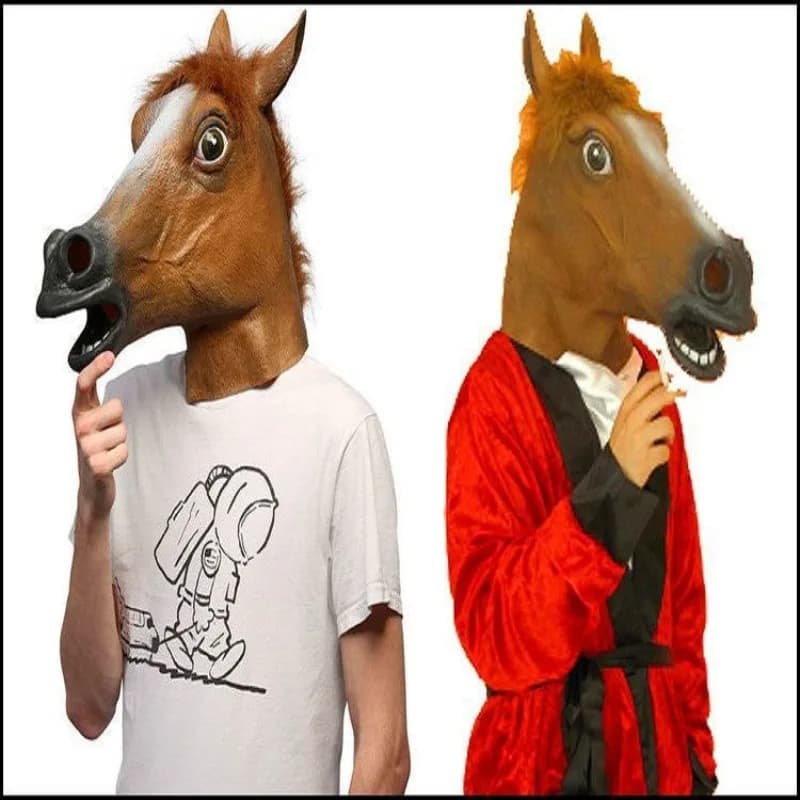 Men Horse Masks Brown Funny Horse Head Latex Mask Animal Mask New Halloween Costumes Cosplay Copricapo Mascara De Lattice