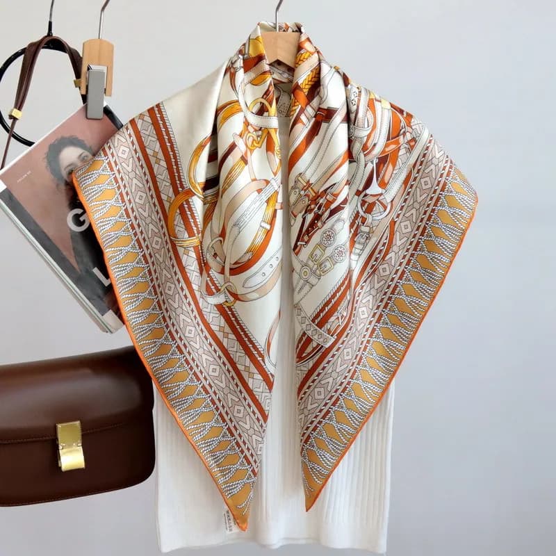 Luxury Silk Scarf 90CM Square Bandanas Designer Neck Head Accessories Hair Shawls Hand-Rollerd Edges Handkerchief 90cm Scarves