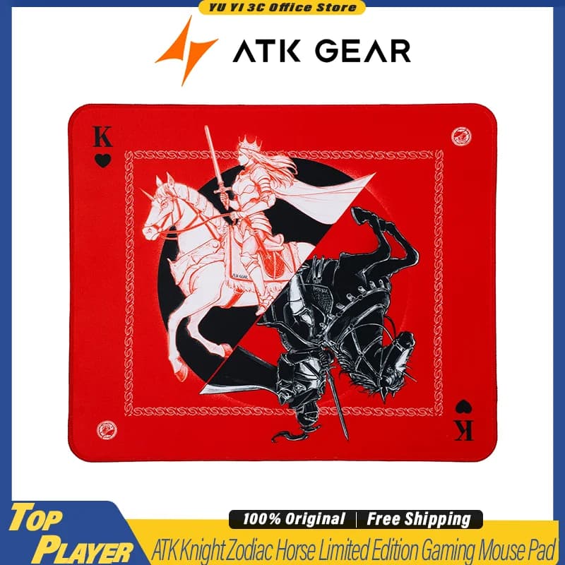 Tappetino per mouse da gioco ATK Knight Zodiac Horse Limited Edition SOFT (personalizzato) con bordo incassato in tessuto in microfibra di nostra produzione