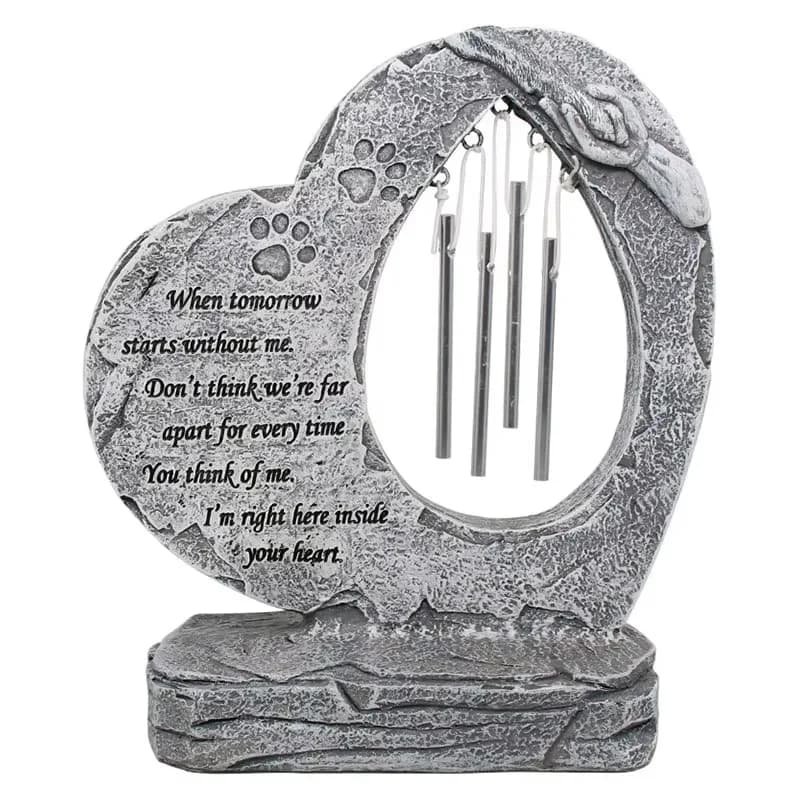 Novel Wind Chime Tombstone Dog or Cat Memorial Stone Resin Sculpture Outdoor or Indoor Decoration