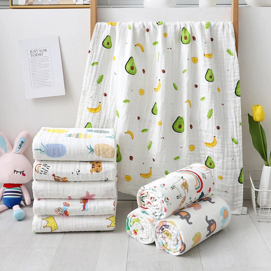 Children's Bath Towel Baby Bathrobe Baby Cover Cotton Changing Mat for Boy Girl 4 Layers of Baby gauze Kids blanket