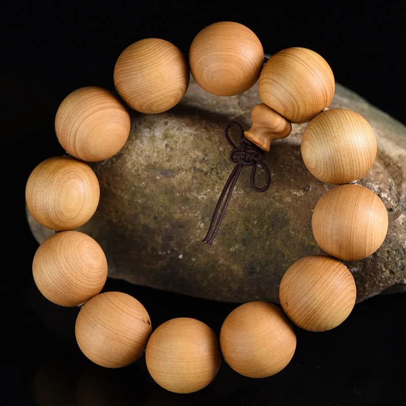 Braccialetto di Preghiera Buddista Taihang Thuja con Perle Piane, Mala in Legno ad Alto Contenuto di Olio 2.0, 108 Perle, Gioielli Unisex, Regali