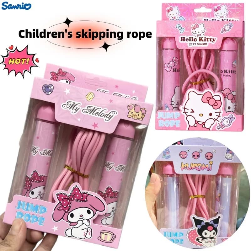 Hello Kitty Cinnamoroll Kuromi Jumping Corda for Kids Animated Cardboard Students Outdoor Sports Play with Adjustable Training Cord during Break