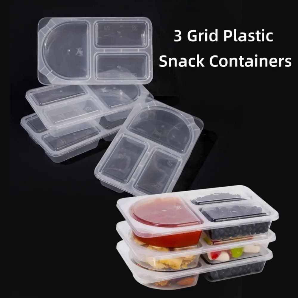 Contenitori per snack in PP da 10/20 pezzi con coperchi, contenitori trasparenti per la preparazione dei pasti, contenitori per alimenti a 2/3 scomparti a prova di perdite