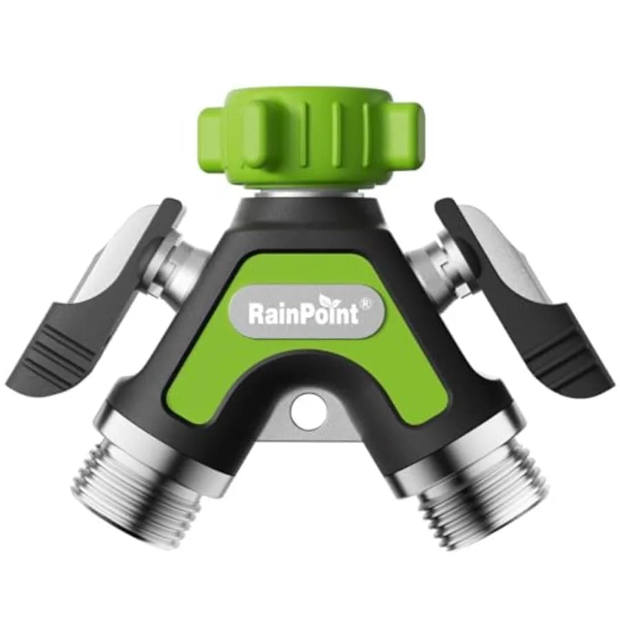 Garden Hose Splitter 2 Way, All Metal Heavy Duty Water Hose Y Splitter With 2.05" Extra Long Side Handle and Shut Off Vaes, 3/4