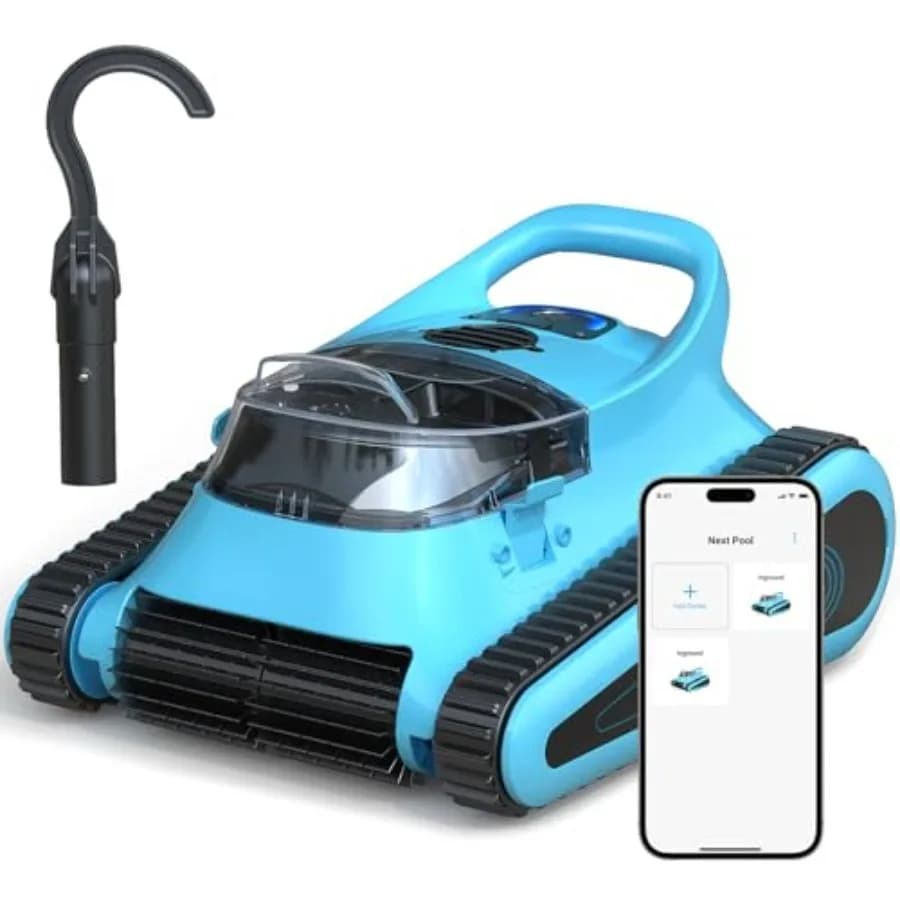 Pool Vacuum for Inground Pools: Cordless Robot Robotic Pool Cleaners with Hook 180W Suction Auto Vacuums Wall Climbing Waterlin