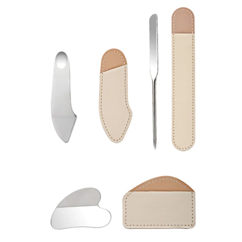 Stainless Steel Base Sheet Mask and Spoons for Eye Cream Set of multifunctional tools for skin care and metal beauty to scrape face