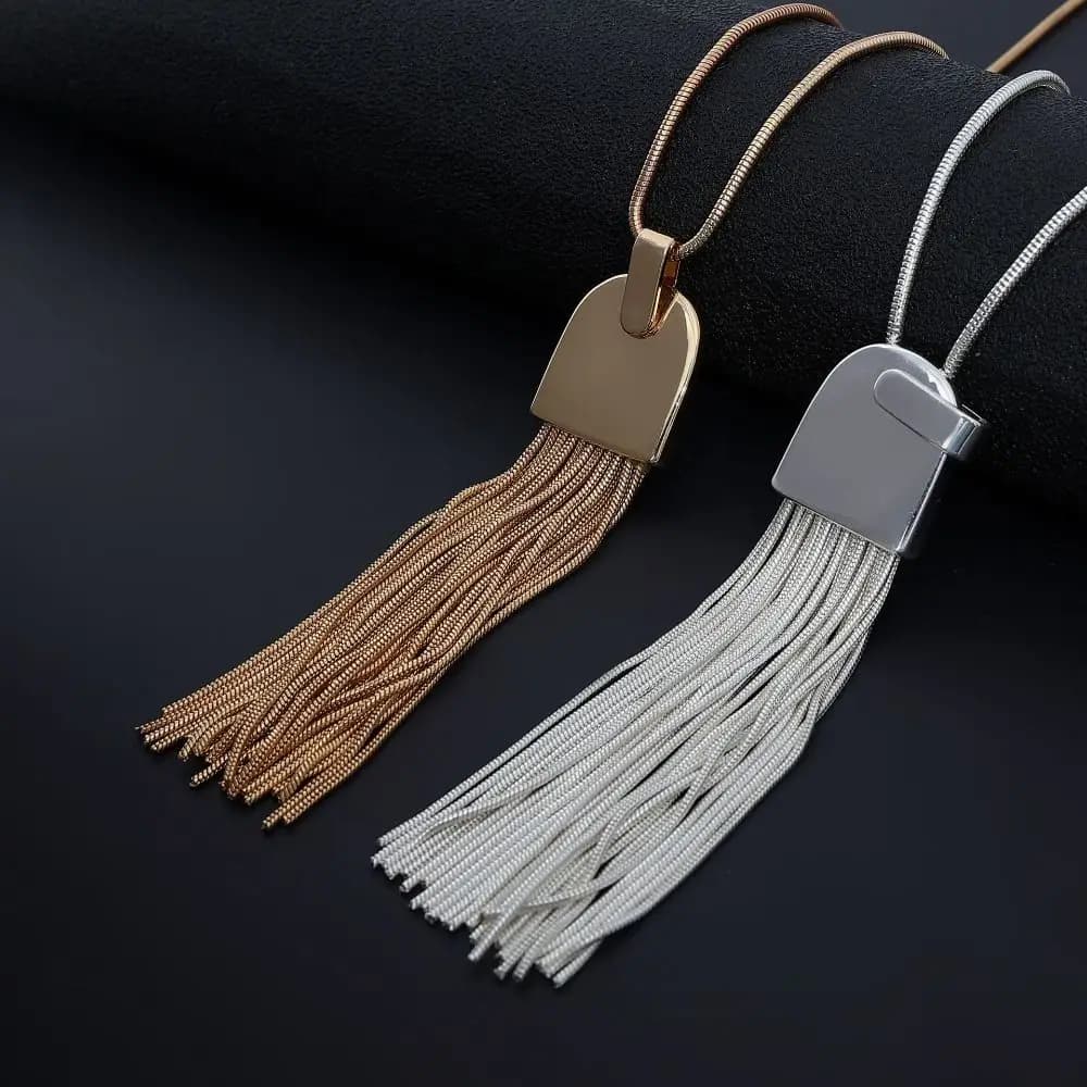 Fashionable Popular Nappa Necklace Ins Style Gold Metal Necklace Silver Long Alloy Women's Sweater Necklace