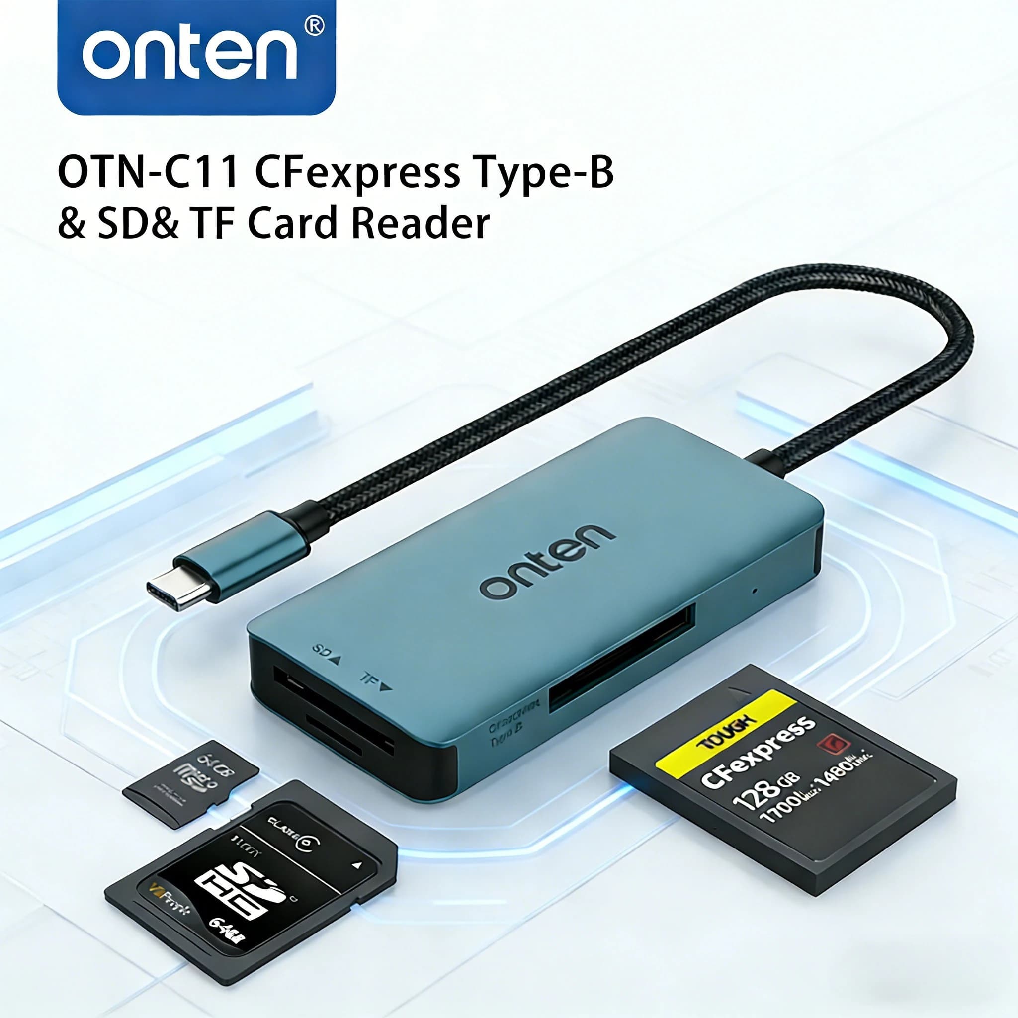 ONTEN OTN-C11 Lettore di Schede Multi-Formato Type-C CFexpress Type-B e SD TF per MacBook Samsung Huawei Xiaomi