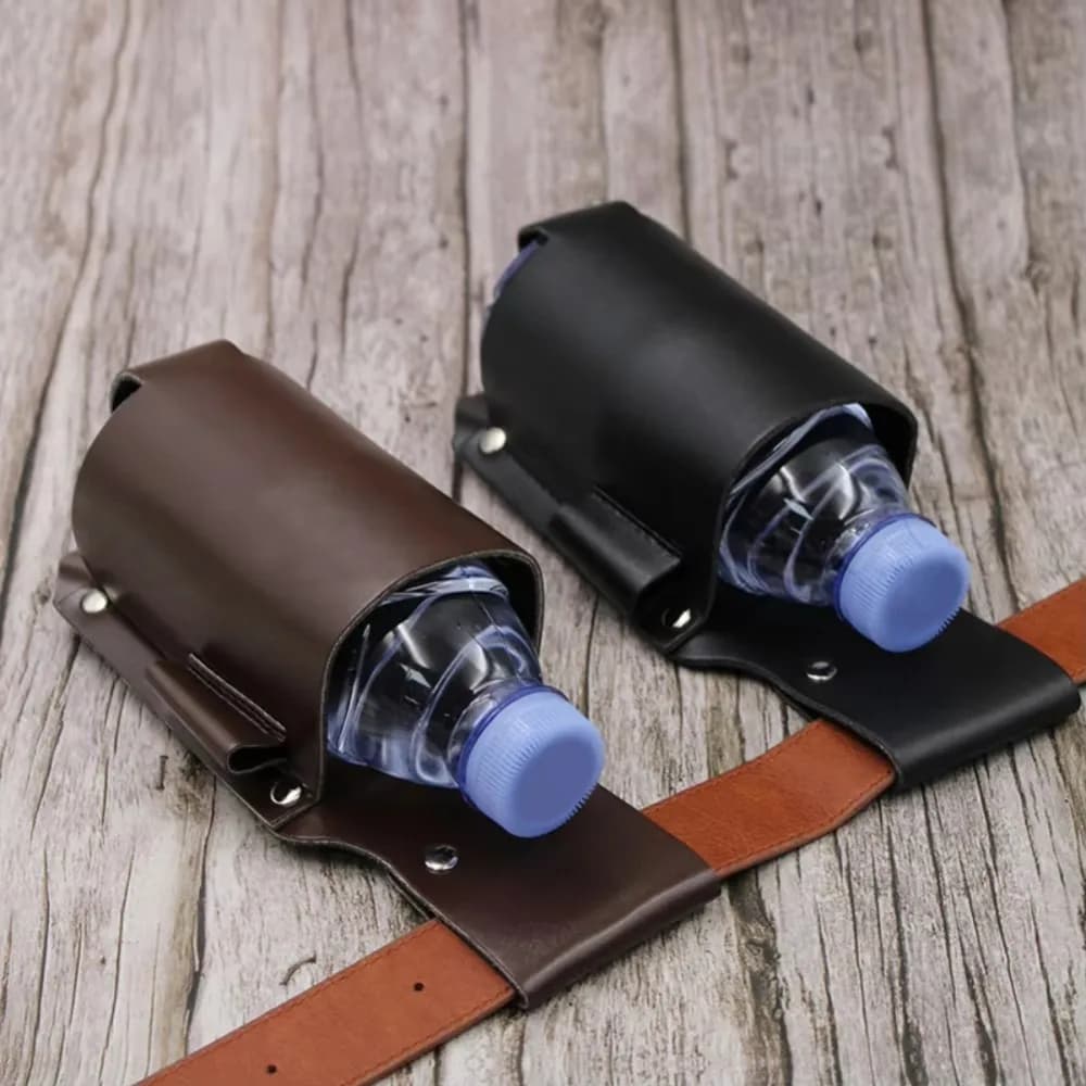 PU Leather Beer Bottle Waist Case Waist Hanging Style with Pen Holder Beer Belt Bag Portable Leather Cup Belt Bag