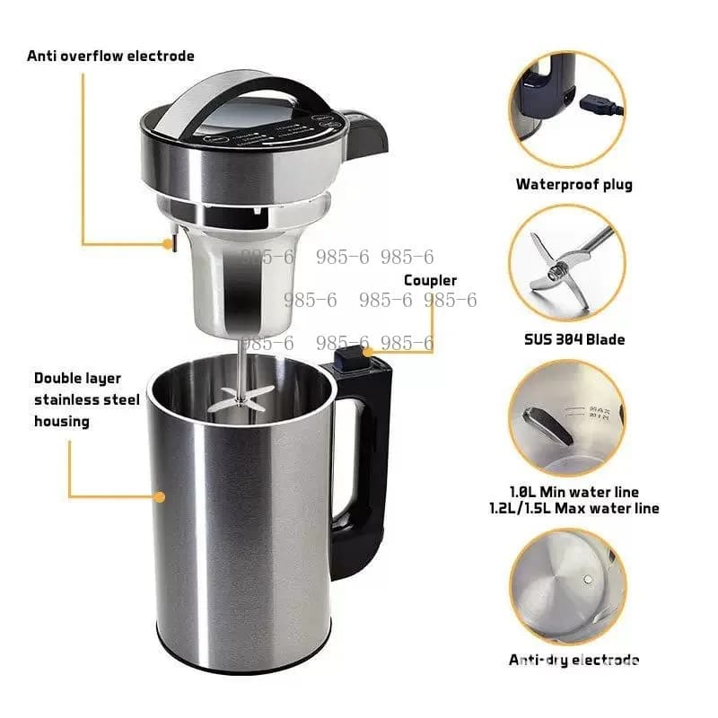 Home Multi-Function Blender, Stainless Steel Nut Grinder, High Power Soy Milk Maker and Juicer