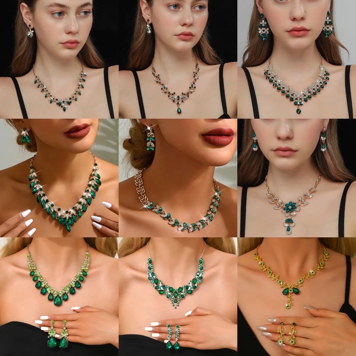 Set di Collana e Orecchini in Lega Colorata, Stile Esagerato, per Primavera/Estate, Ideale per Balli, Feste e Matrimoni