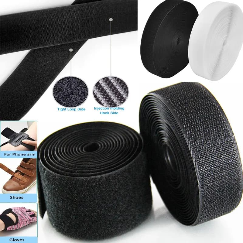 5M Nero e Bianco Non Adesivo Gancio e Anello di Fissaggio Nastro Forte Tessuto di Nylon Nastro Magico per Accessori Per Cucire FAI DA TE 16-150MM