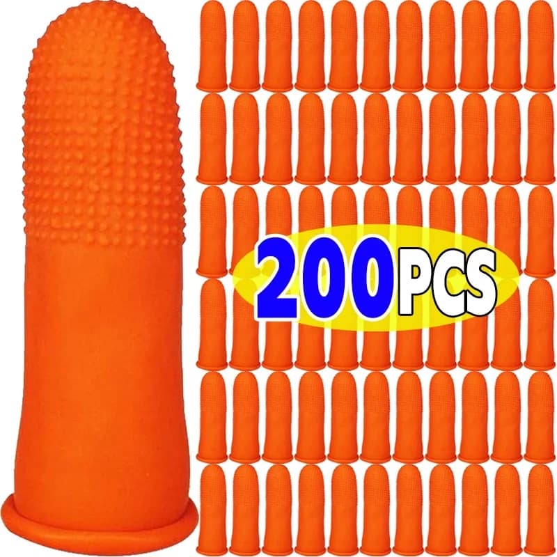 200/10 pezzi culle per dita in lattice tappi per il pollice arancioni guanti protettivi per dita in gomma antistatici per l'industria guanti antiscivolo per le dita