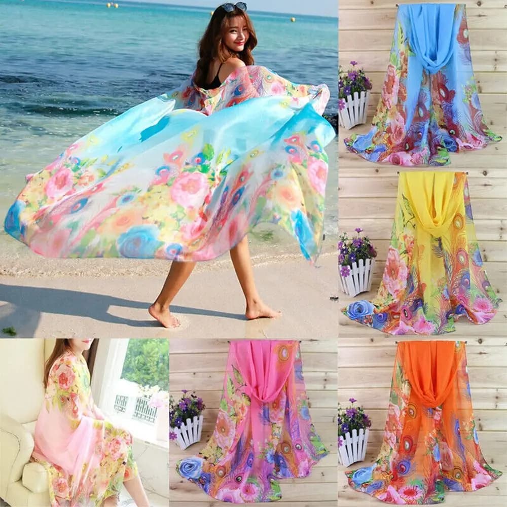 1 pz signore sciarpa in Chiffon estate spiaggia sciarpa Sarong Hijab scialle testa avvolgere accessori spiaggia Tracel sciarpa di seta regalo