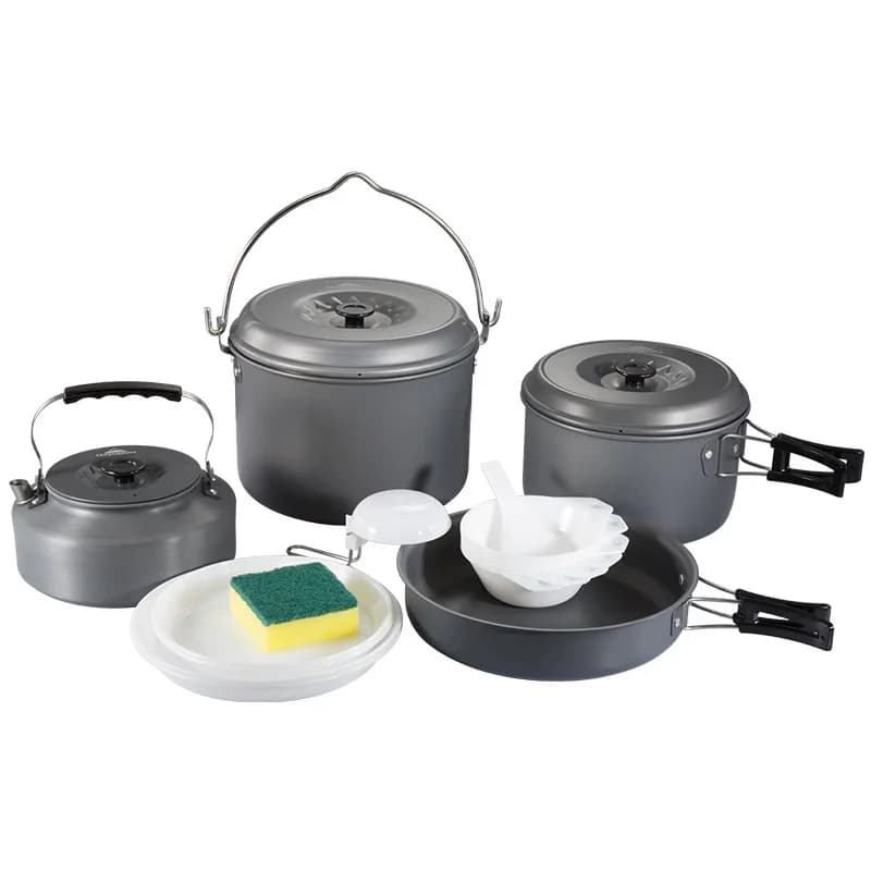 Camping cooker for 7-8 persons outdoor, kettle, pan, outdoor portable camping equipment