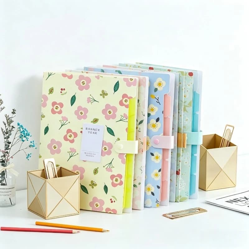 A4 Folder 5 Layers Macaron Color File Large Capacity Document Organizer Student School and Office Supplies Stationery