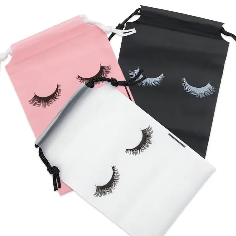 10 bag holders for post-therapy eyelashes with Drawstring, Waterproof EVA Plastic Travel Bags, Portable Cosmetic Makeup Case
