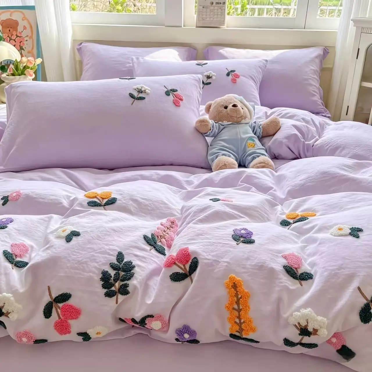 Set di Biancheria da Letto Premium INS Aesthetic con Ricami - Morbido Set da 3/4 Pezzi per Dormitorio con Lenzuolo con Angoli e Copripiumino
