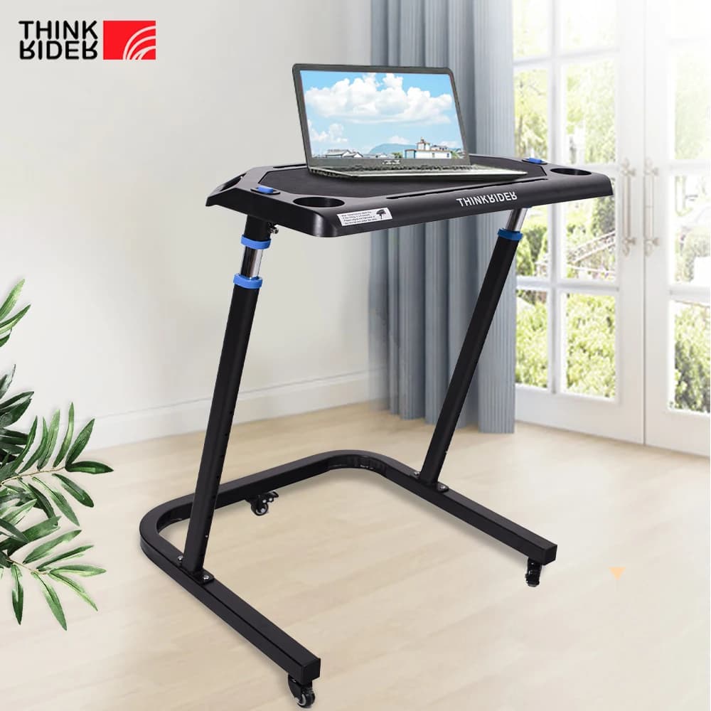 Scrivania da ciclismo per interni ThinkRider - Supporto per laptop Deak per bici ad altezza regolabile Superficie antiscivolo - Scrivania fitness portatile per allenatore di bici
