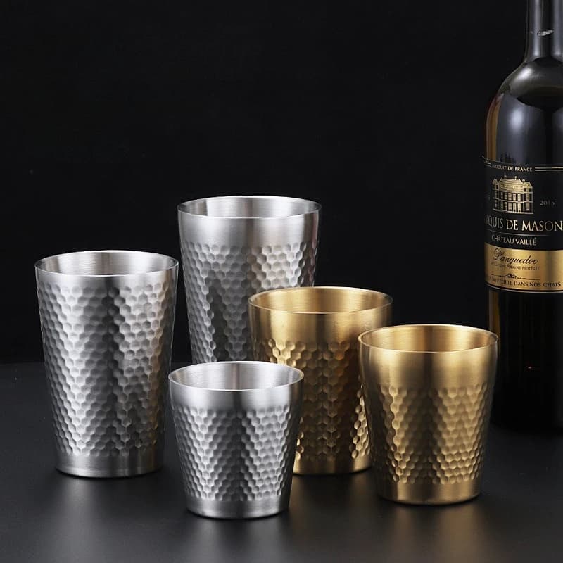 Tazze da birra per tazza di acqua fredda coreana a doppio strato in acciaio inossidabile 304 Tazze anti-scottatura Tazze anticaduta Tazza da latte per bicchieri da cucina Bar