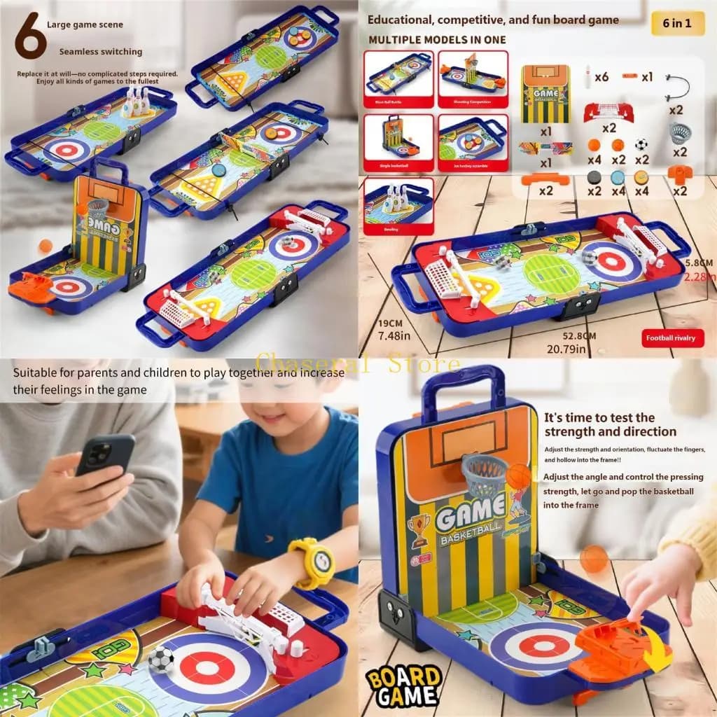 E7CE Interactive 6 In 1 Kids Game Table Featuring Football Basketball Bowling And More Safe Play Options