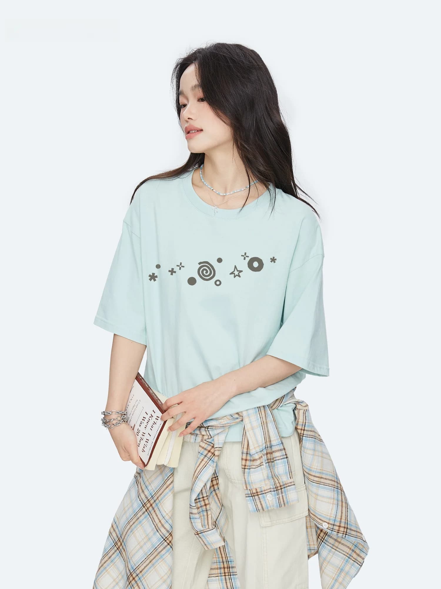 T-shirt da donna Capricorn American Style Graffiti in puro cotone a maniche corte, nuova collezione estiva, top a mezza manica, stile street, stampato.
