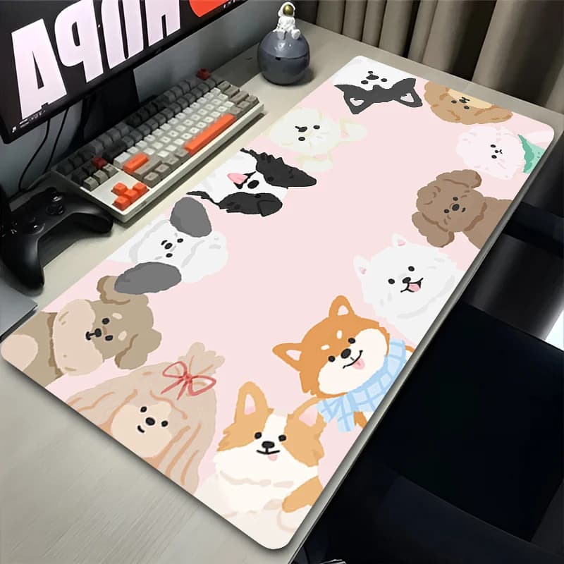 1PC Mouse Pad Office PC Gaming Kawaii Extended Desk Mat Laptop Cartoon Corgi Dog Mousepad for Work Games