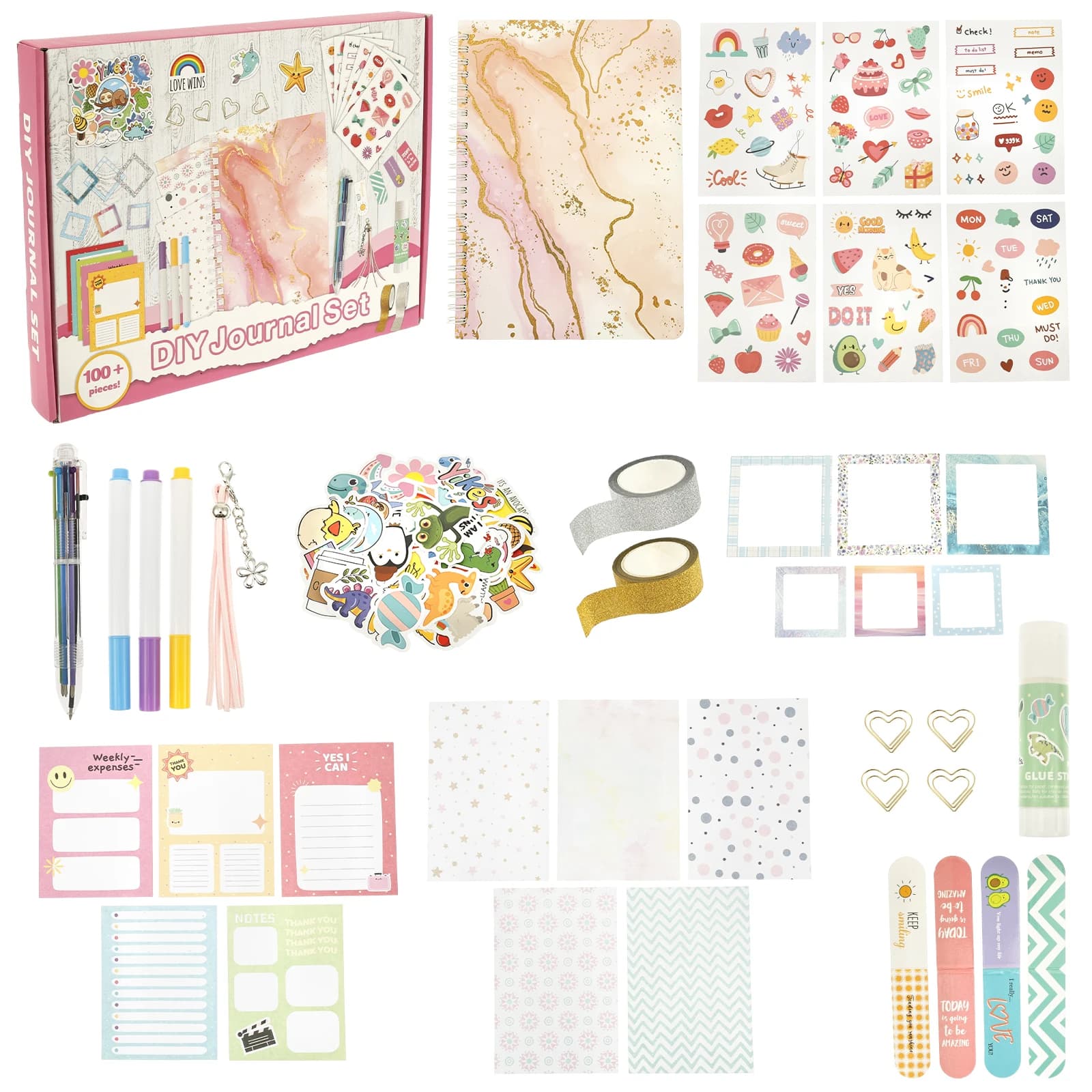DIY Journal Set Portable Girls DIY Scrapbook Kit Personalized Kid Diary Craft Supplies Birthday Present for 8 to 14 Years Old